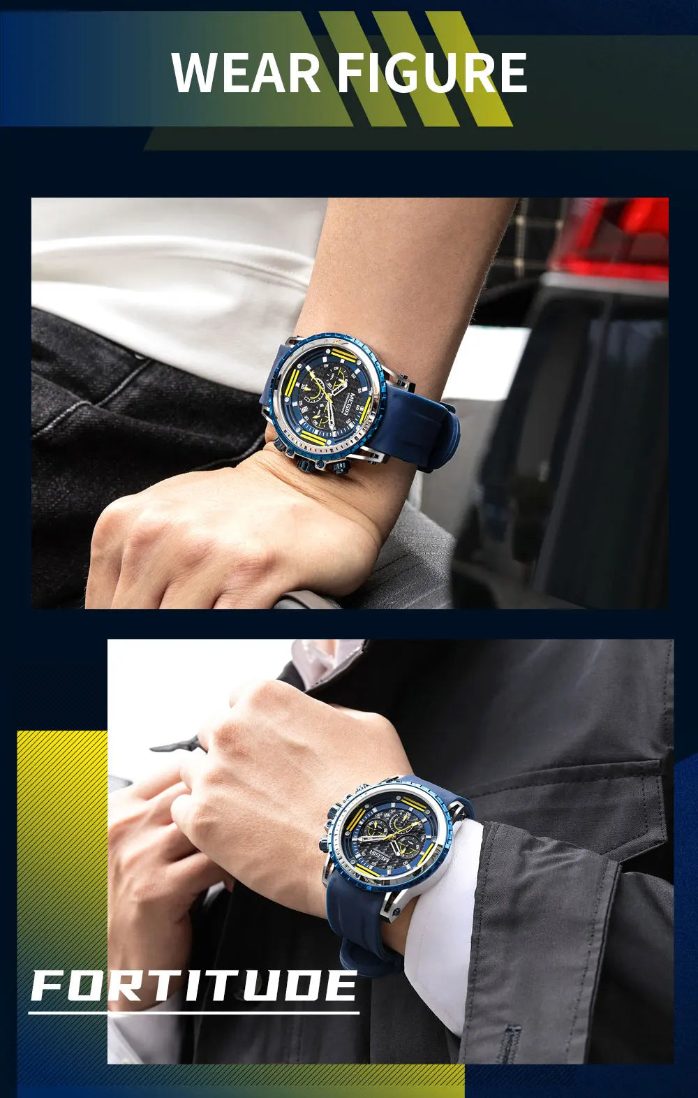 MEGIR Watches for Men Fashion Chronograph Quartz Watch with Silicone Strap Waterproof Sport Wristwatch relogio часы montre reloj