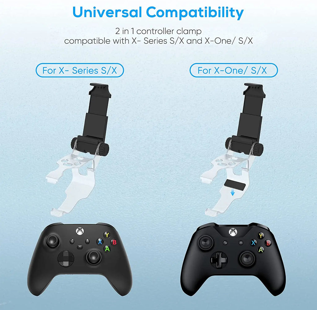 Controller Mobile Gaming Clip Holder Clamp Mount for Xbox Series X/S, Xbox One, Xbox One S/X, Support Android/iPhone System