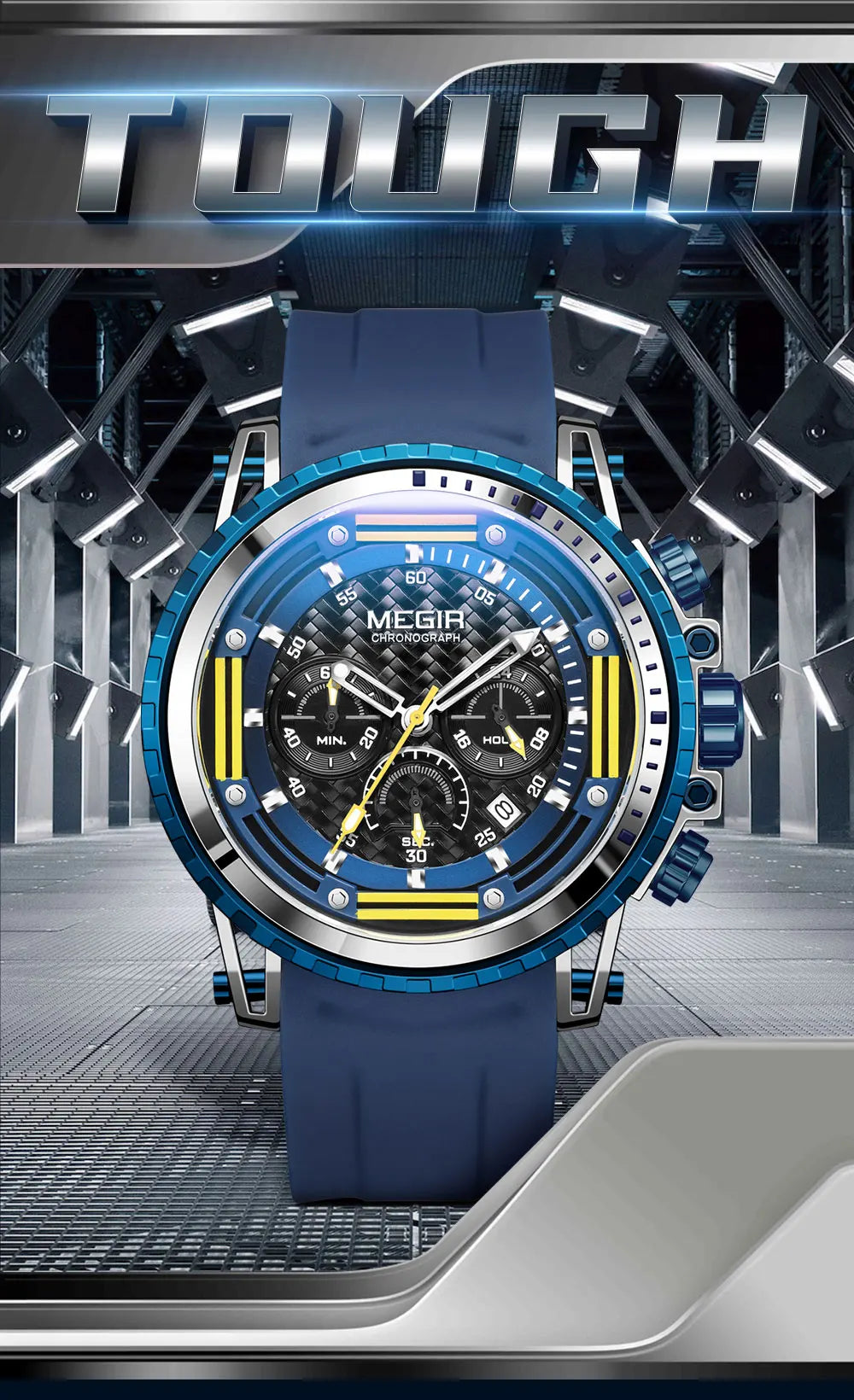 MEGIR Watches for Men Fashion Chronograph Quartz Watch with Silicone Strap Waterproof Sport Wristwatch relogio часы montre reloj