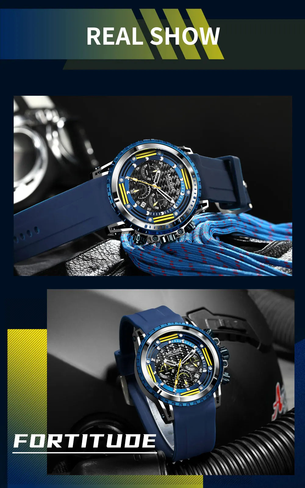 MEGIR Watches for Men Fashion Chronograph Quartz Watch with Silicone Strap Waterproof Sport Wristwatch relogio часы montre reloj
