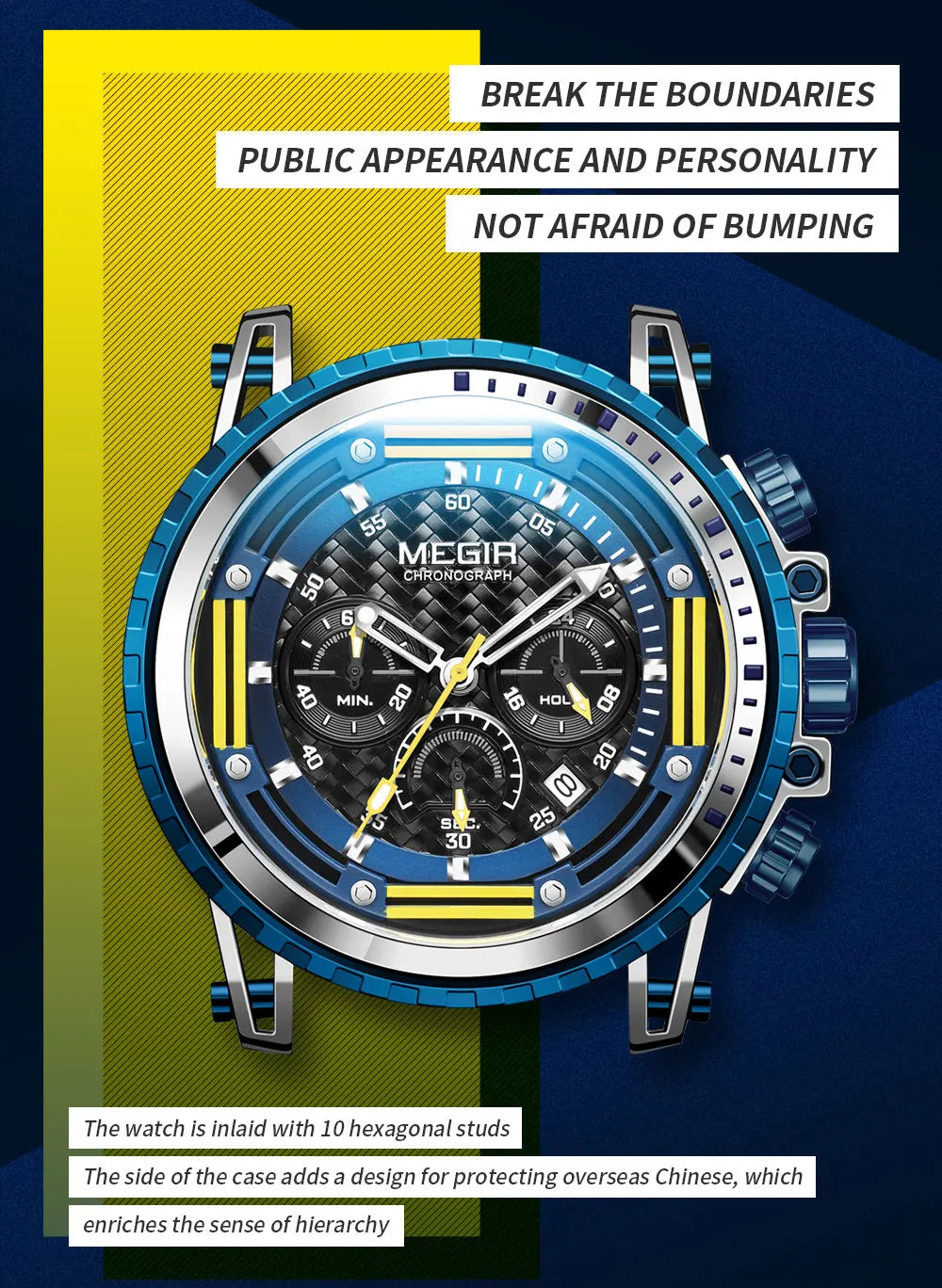 MEGIR Watches for Men Fashion Chronograph Quartz Watch with Silicone Strap Waterproof Sport Wristwatch relogio часы montre reloj