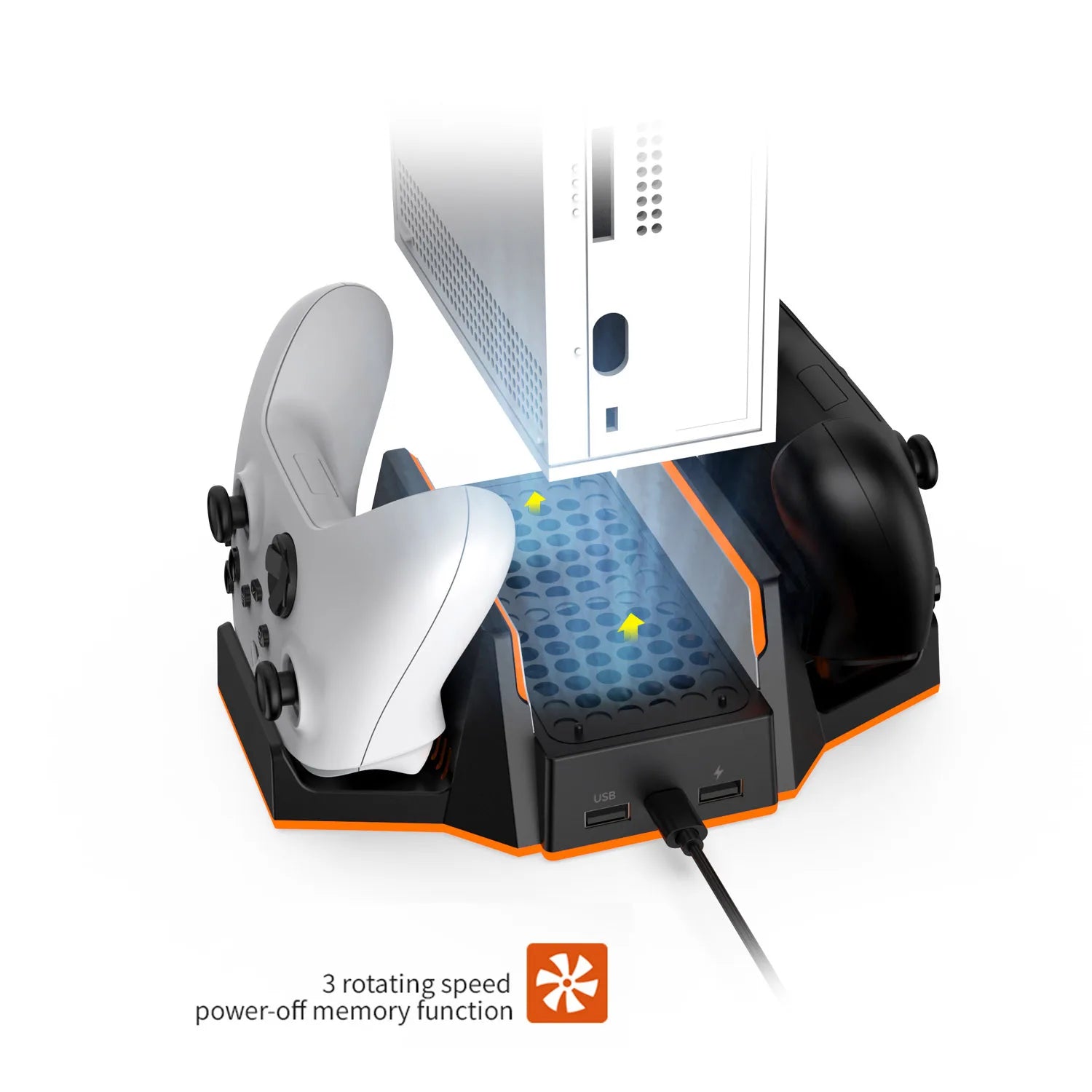 Multifunctional Charging Base for XBOX S with Cooling Fans+Dual Controller Charging,RGB Ambient Lighting.Console Cooling Stand