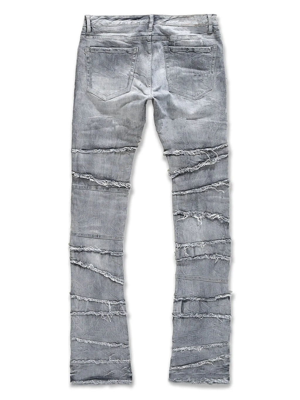 2025 New Flared Jeans Men's Fit Stacked Jeans Ripped Slim Fit Patch Distressed Destroyed Denim Pants Hip Hop Streetwear Trouser