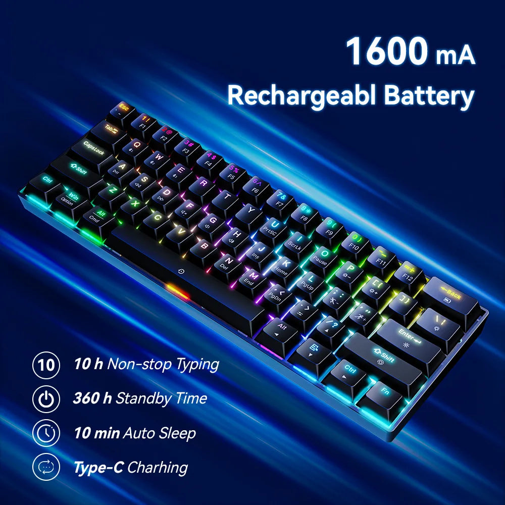 Bluetooth wireless mechanical keyboard 61 keys RGB gamer 60% 2.4G + wired gaming teclado para tablet clavier sans fil claviers