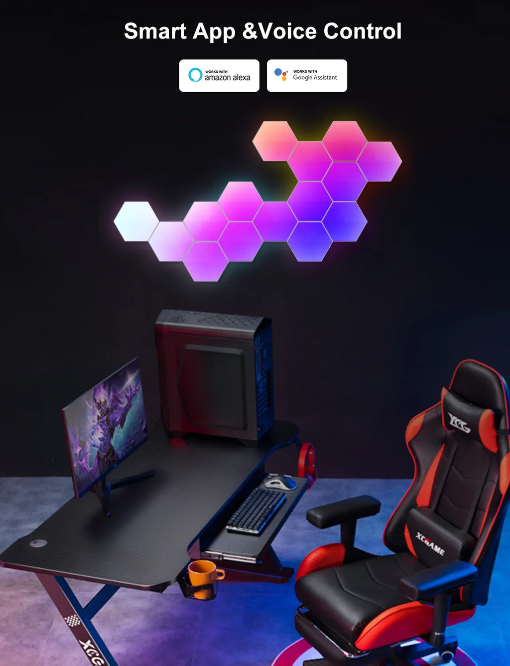 LED Game Room Wall Light, Bluetooth Control Neon Sign Atmosphere Lamp for Esports Rhythm Gaming Decoration