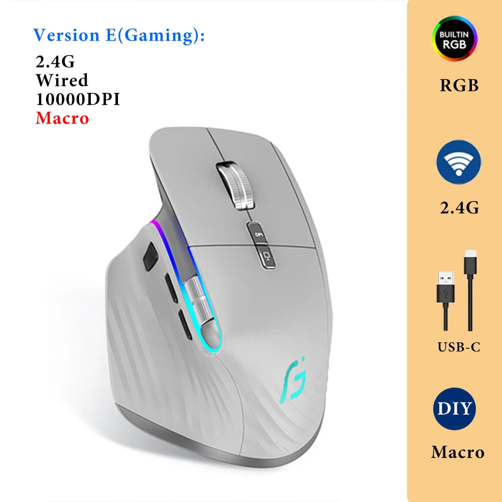 Wireless Gaming Mouse Ergonomic Bluetooth for Laptop Silence USB-C RGB Rechargeable 5 DPI 9 Multi Button for Computer PC Tablet