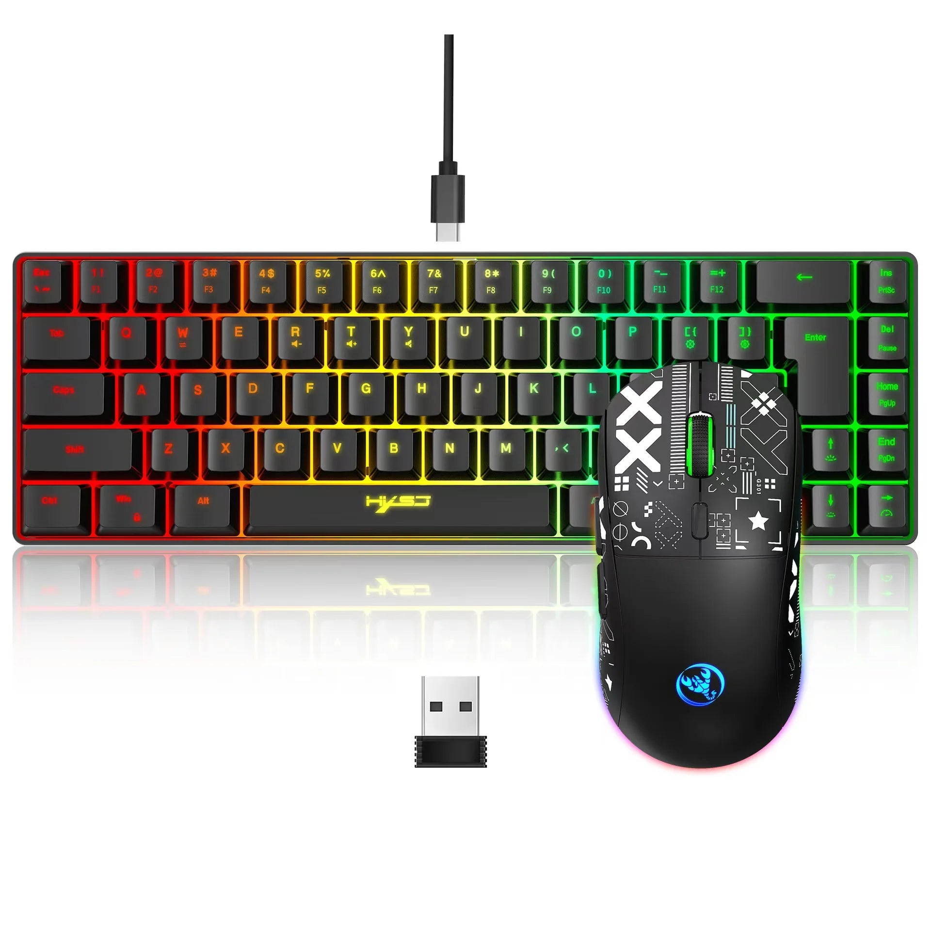 60% gaming Keyboard and mouse combo set gamer white key board combo computer wired keyboards mouses office teclado for laptop pc