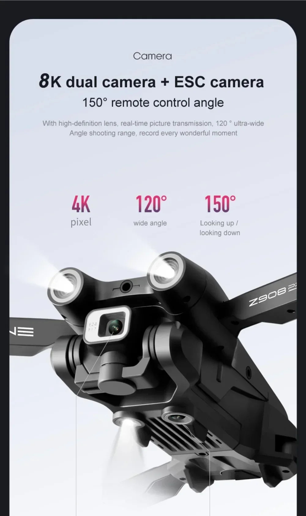 For Genuine Z908 Pro/MAX 8K Drone ESC Professional GPS Dron Optical Flow Localization 3sided Obstacle Avoidance Quadcopter Toys