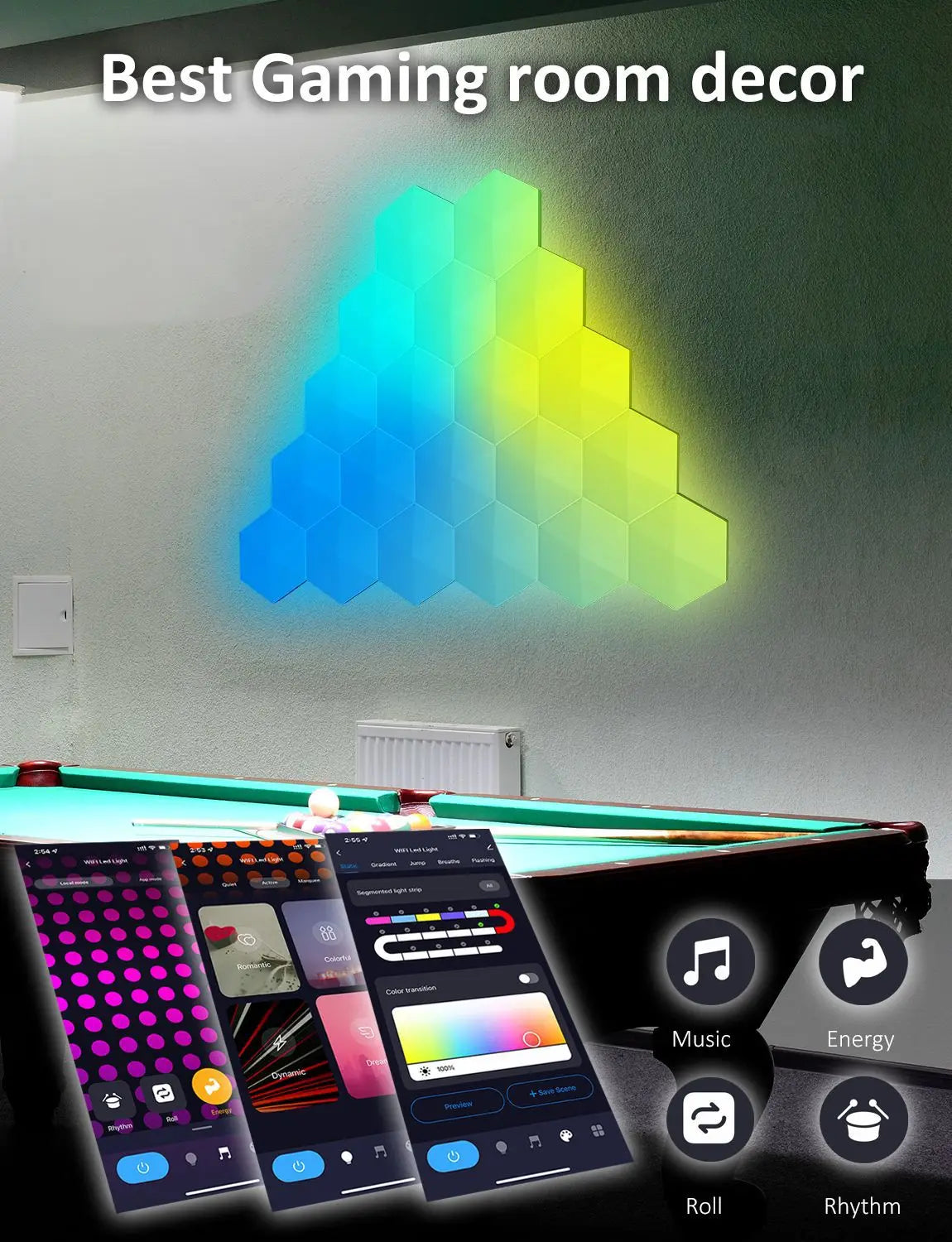 LED Game Room Wall Light, Bluetooth Control Neon Sign Atmosphere Lamp for Esports Rhythm Gaming Decoration