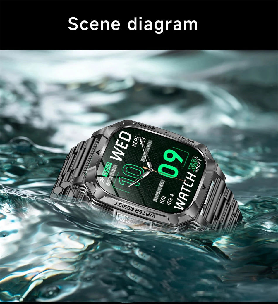 2026 New 2.01" AMOLED Screen Military Grade 1400 mAh Battery Smart Watch Men IP68 Waterproof Sports Fitness BT Call Smartwatches