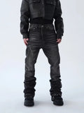 2025 American Retro Y2K Streetwear Washed Black Slim Flared Jeans Pants For Men Clothing Luxury Cotton Long Trousers Ropa Hombre