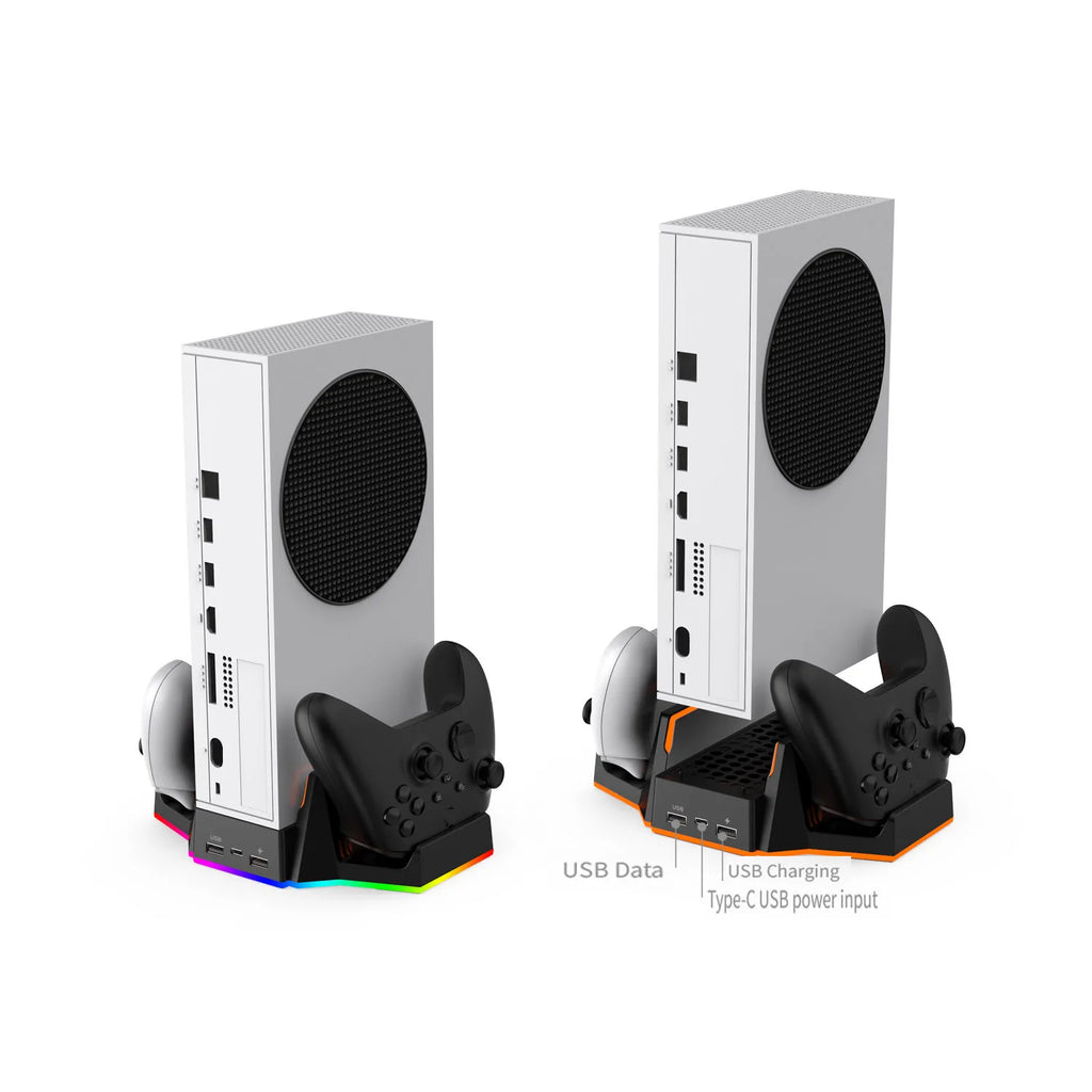 Multifunctional Charging Base for XBOX S with Cooling Fans+Dual Controller Charging,RGB Ambient Lighting.Console Cooling Stand