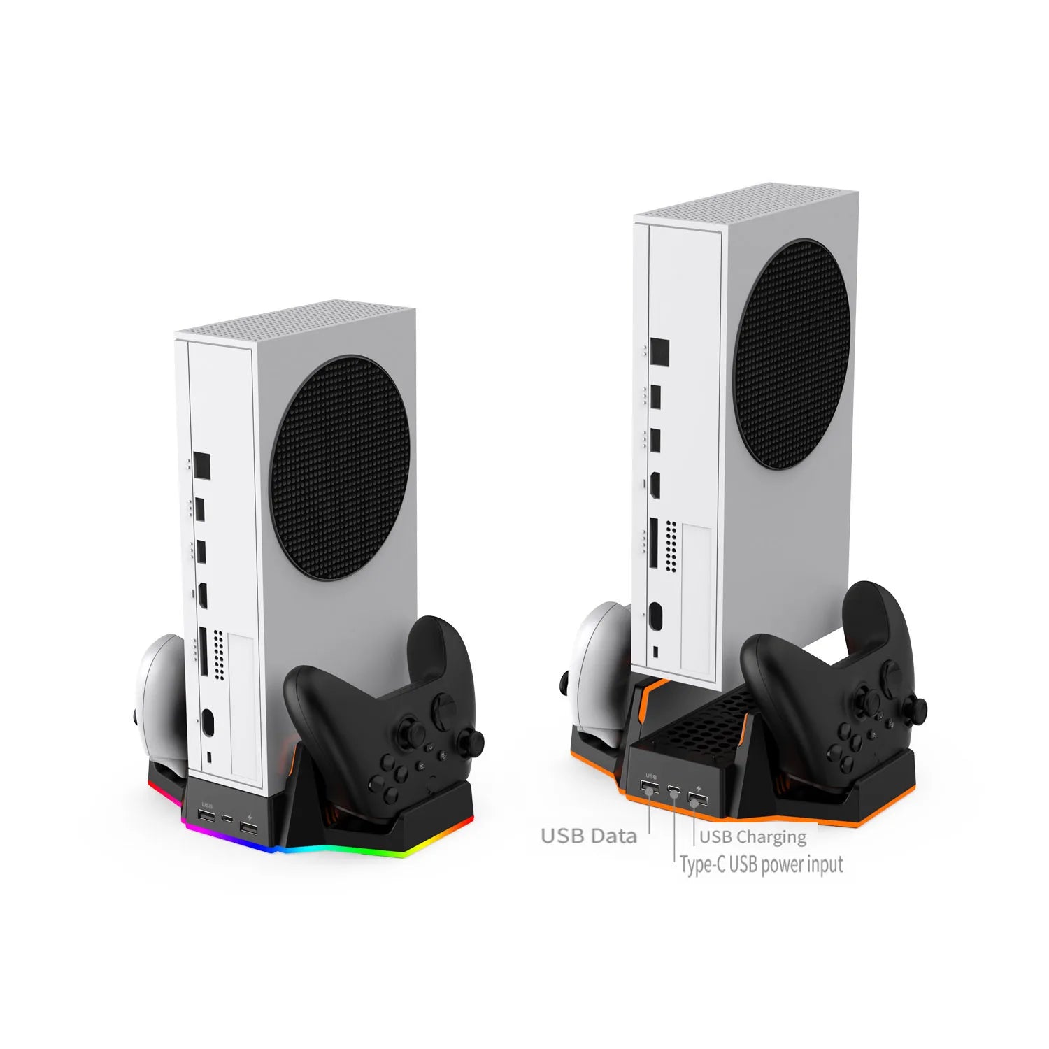 Multifunctional Charging Base for XBOX S with Cooling Fans+Dual Controller Charging,RGB Ambient Lighting.Console Cooling Stand