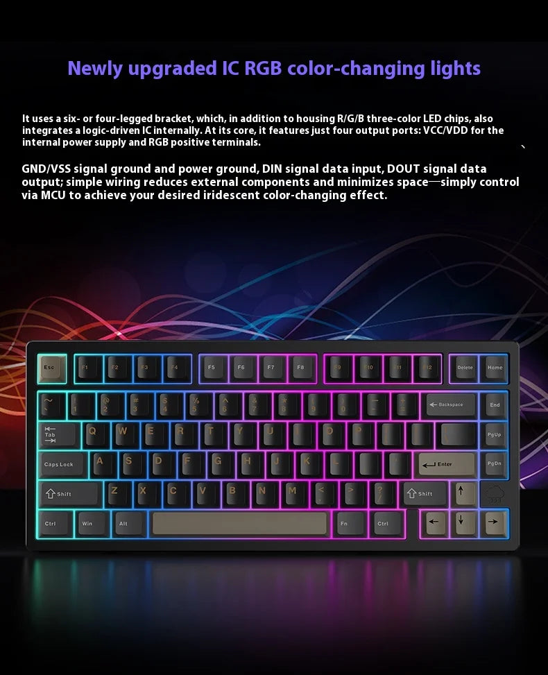 Wireless Bluetooth RAINY75 Customized Gaming Keyboard Aluminum Body Esports Controller Perfect Gift for Birthdays And Rainy Days