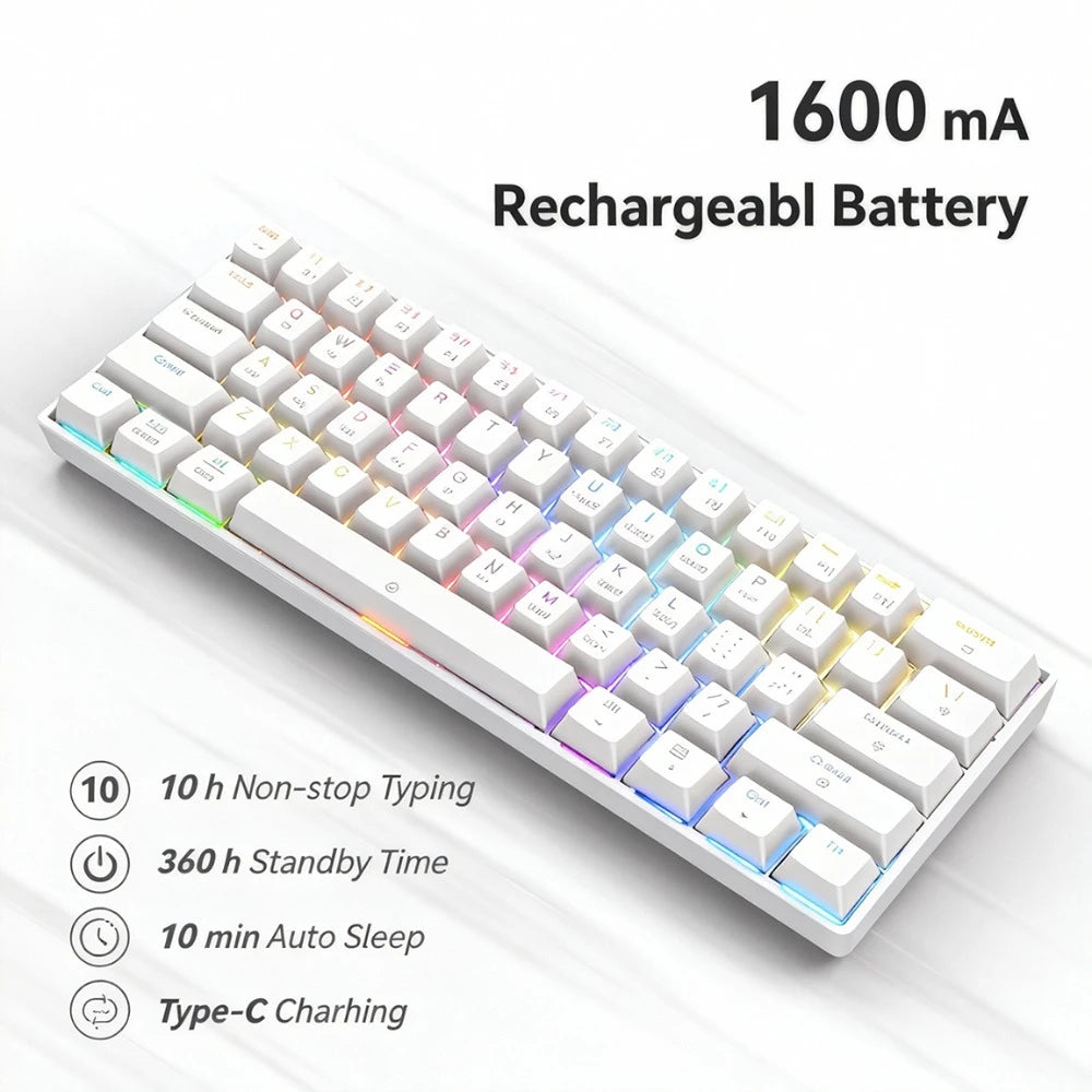 Bluetooth wireless mechanical keyboard 61 keys RGB gamer 60% 2.4G + wired gaming teclado para tablet clavier sans fil claviers