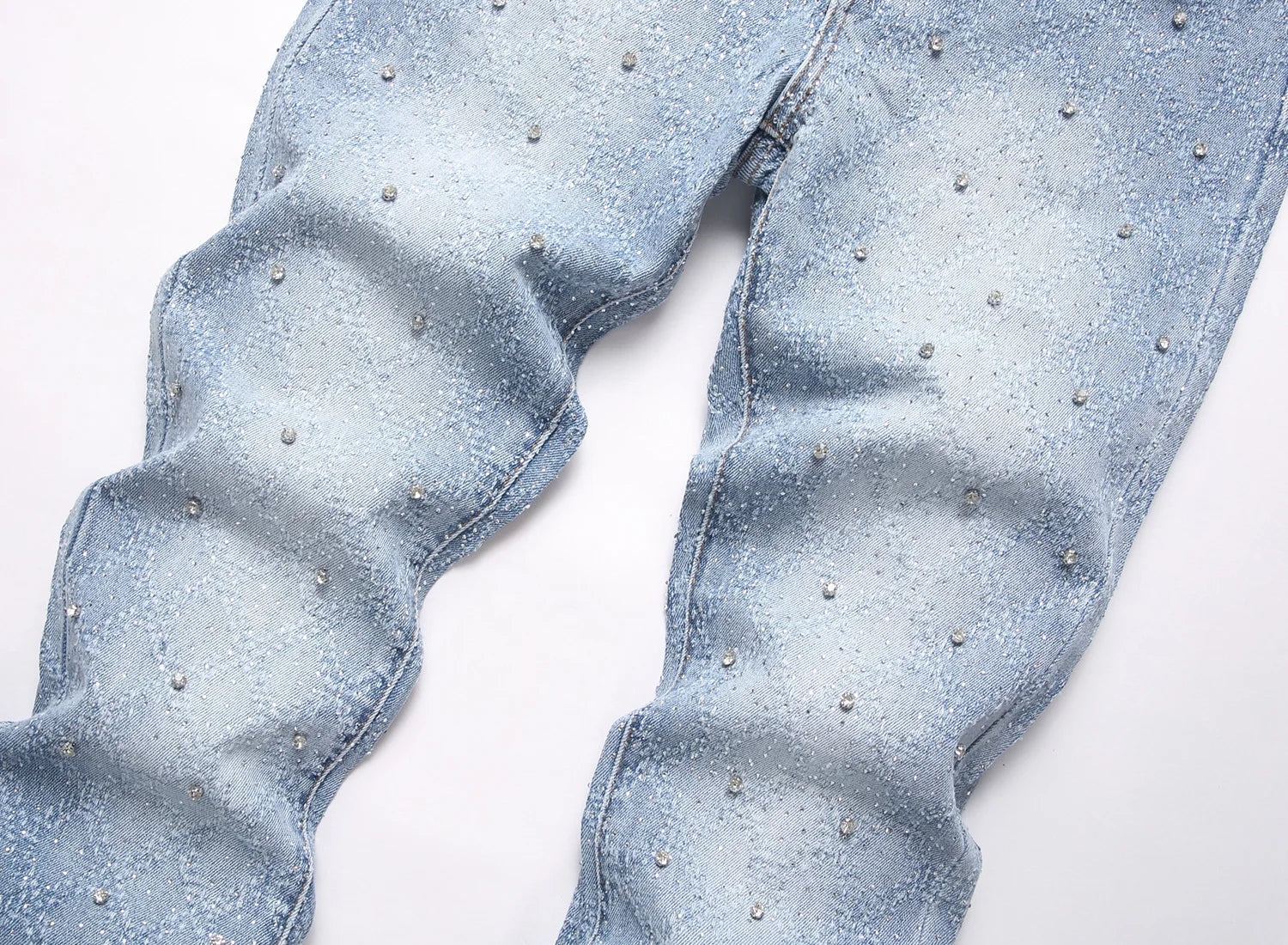Denim Flare Pants Men Jeans Rhinestones Distressed Mid Waist Vintage Denims Male Washed Trousers Boot Cut 2026 Streetwear