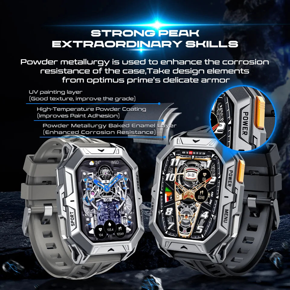 AMOLED Smart Watch Men 1000mAh Battery Calling Voice Assistant Health Monitor Compass 1ATM Waterproof Outdoor Sport Smartwatch