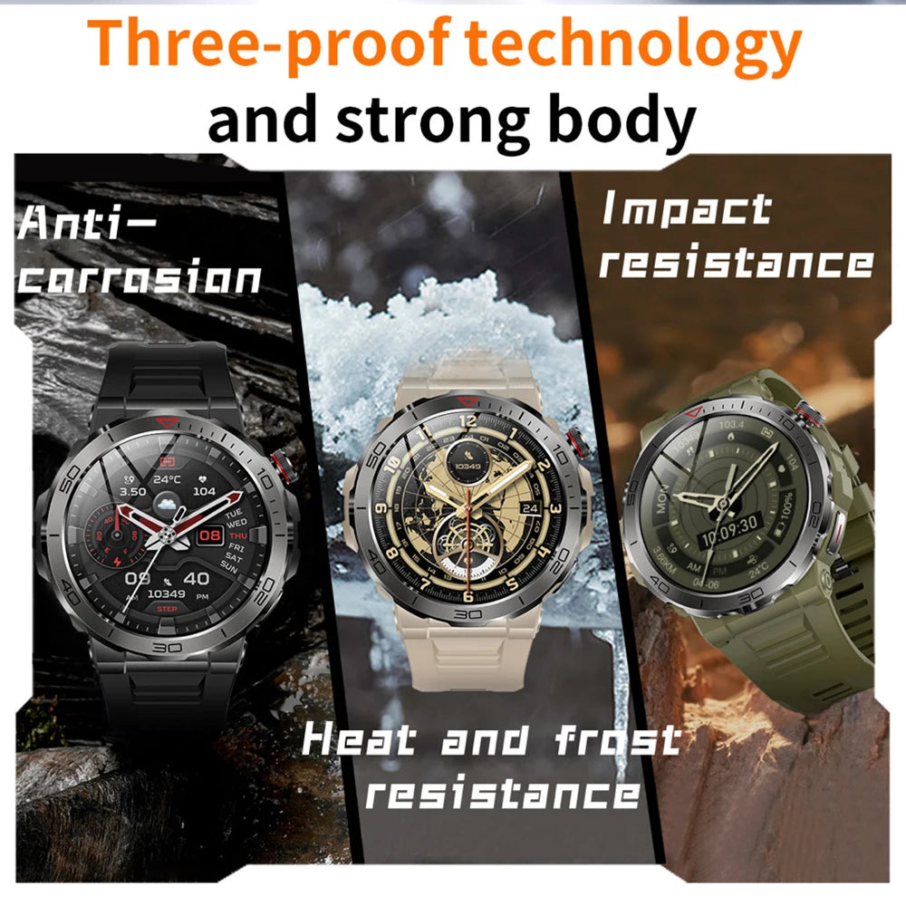 1.43" AMOLED Screen Smart Watch Men Outdoor Sports Compass Watches Blue Tooth Call Health Monitoring IP68 Waterproof Smartwatch