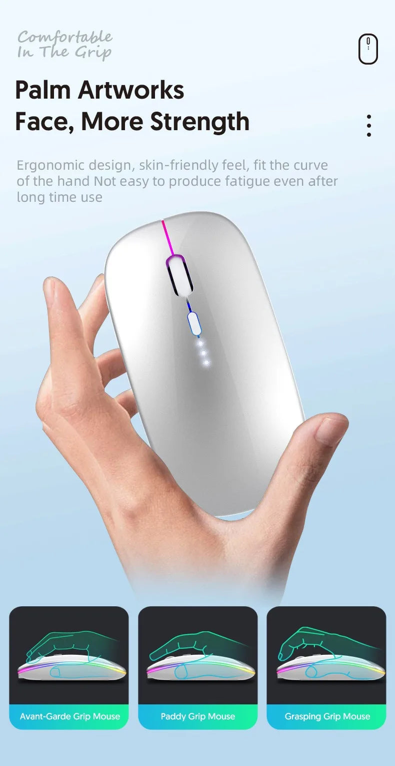 LED Wireless Mouse For Laptop Tablet PC Bluetooth RGB Rechargeable Mouses 2.4G+Bluetooth Silent Mice Backlit Gaming Mouse