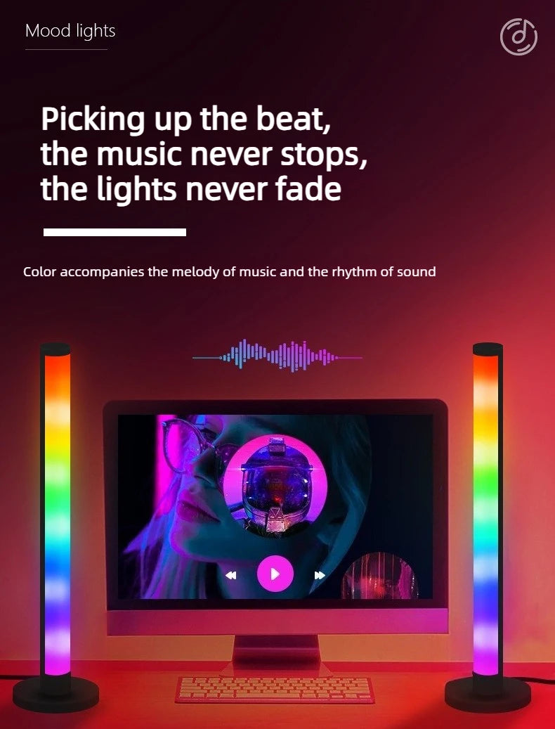 LED desktop colorful sound-picking light, gaming music rhythm light, RGB atmosphere light, voice-controlled music rhythm