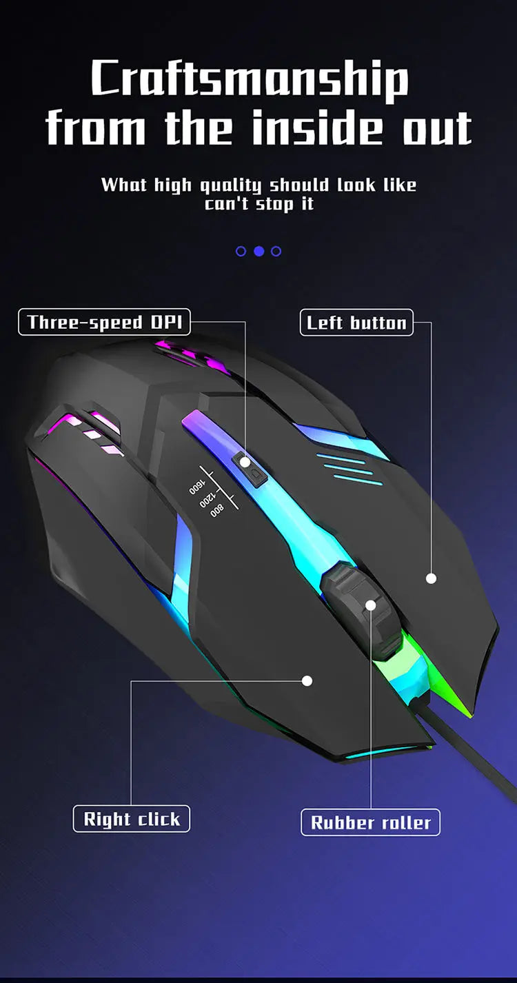 LED Luminous High-quality Ergonomic Gaming Mouse 4-button USB Wired Gaming Mouse for Desktop Laptop Office Computer Gaming Mouse