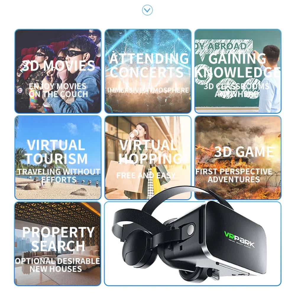 Virtual Reality VR Glasses 3D Headset Bluetooth Devices Smart Phone Helmet Goggles Lenses Smartphone Viar Headphones Cell Mobile