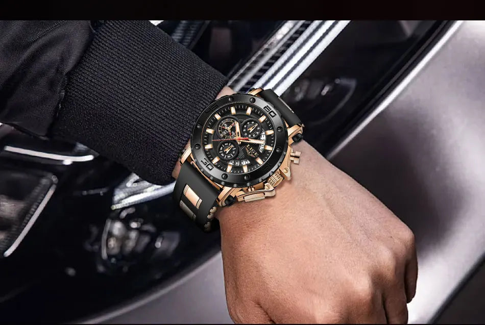 LIGE New Sport Chronograph Mens Watches Top Brand Luxury Full Steel Quartz Clock Waterproof Big Dial Watch Men Montre Homme+Box