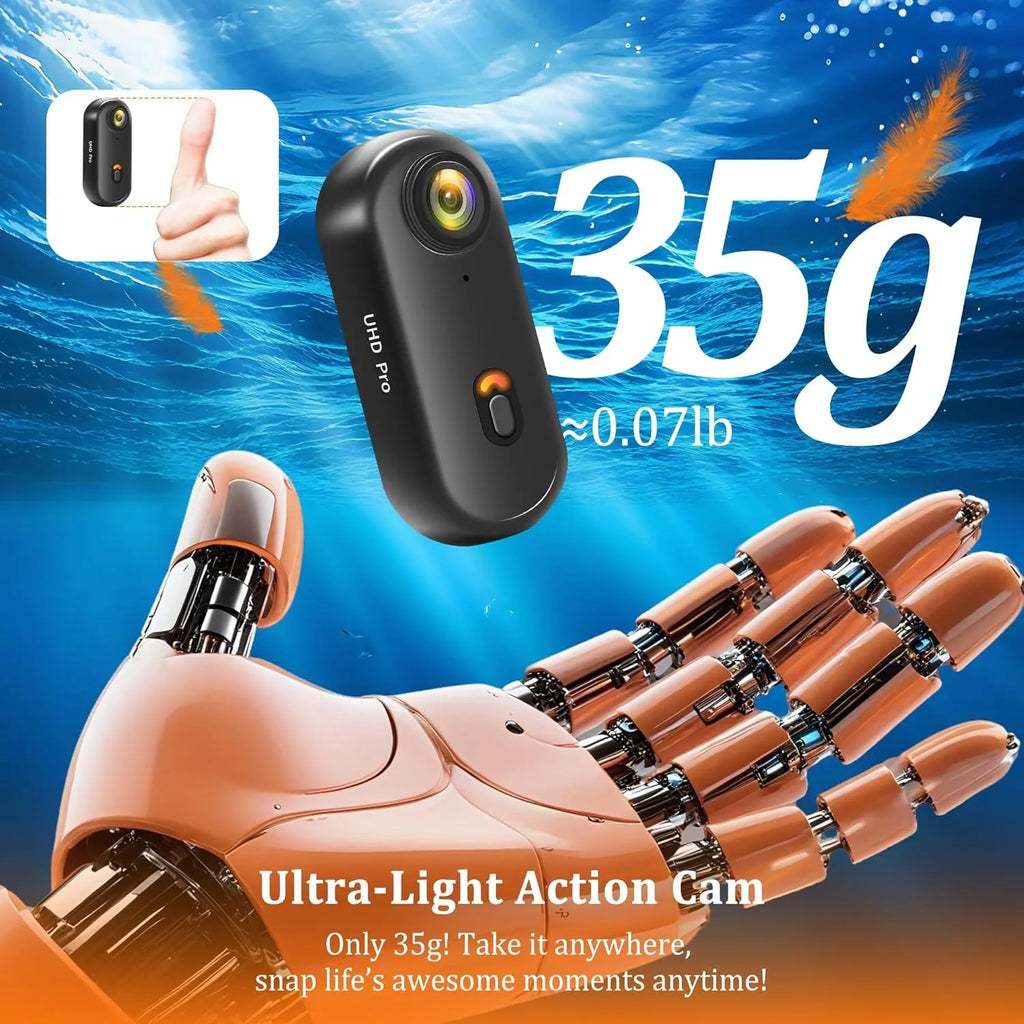 4K Action Camera Body Cam WiFi POV Thumb Cam Waterproof Wearable Sports Mini Snapcam Walking Fishing Vlogging Cycling Riding