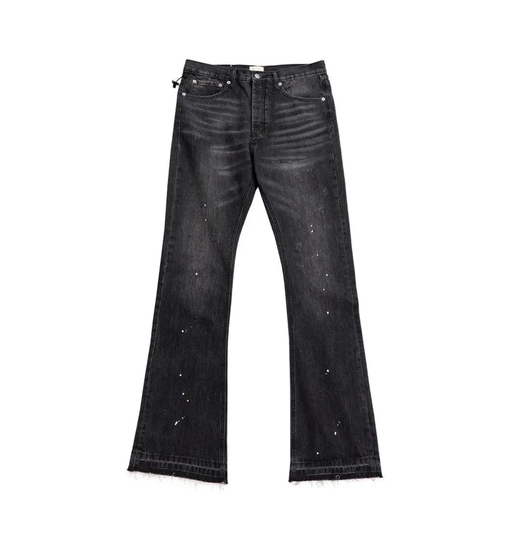 2025 American Retro Y2K Streetwear Washed Black Slim Flared Jeans Pants For Men Clothing Luxury Cotton Long Trousers Ropa Hombre