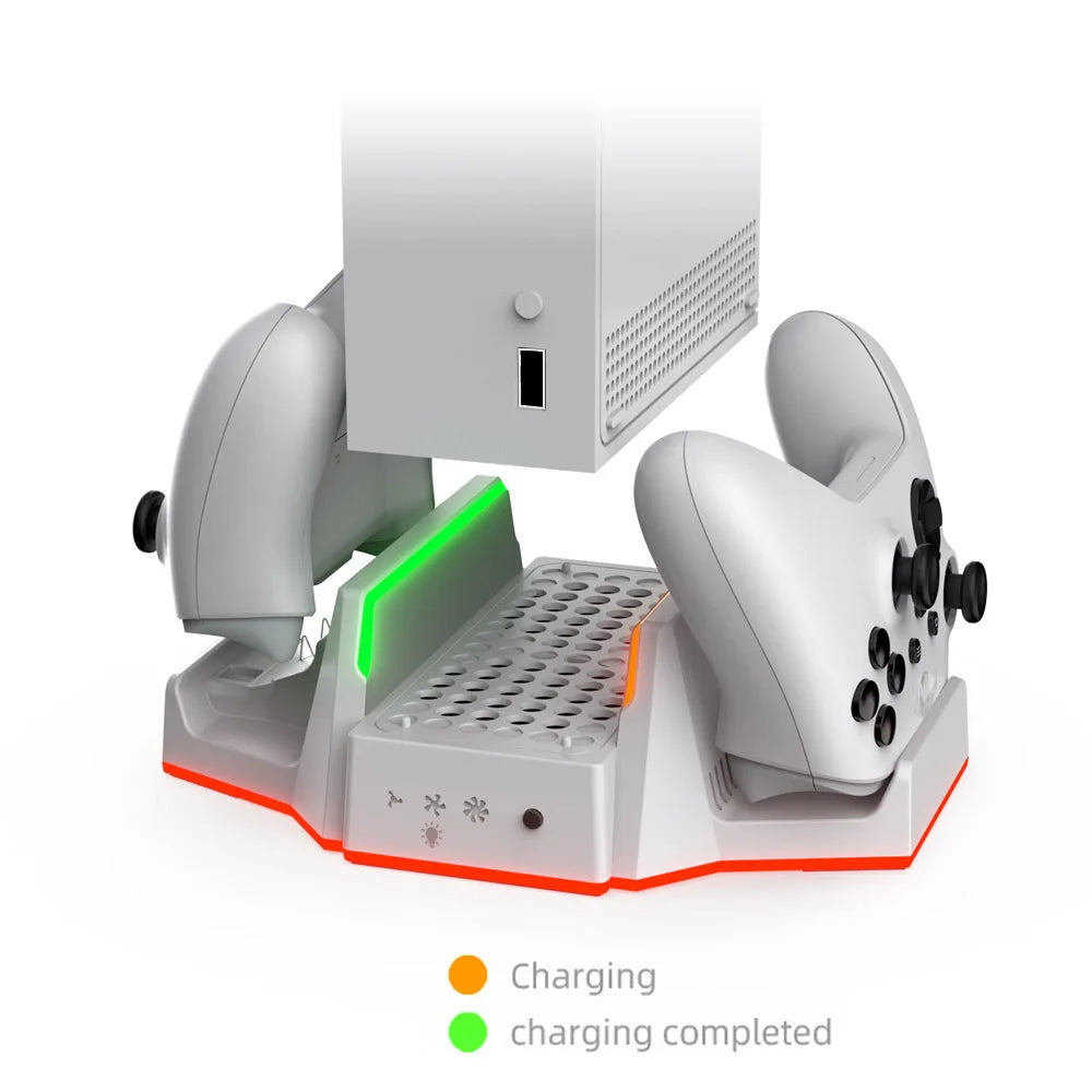 Multifunctional Charging Base for XBOX S with Cooling Fans+Dual Controller Charging,RGB Ambient Lighting.Console Cooling Stand