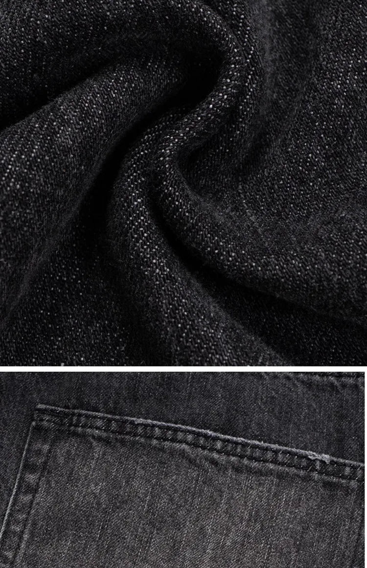 2025 American Retro Y2K Streetwear Washed Black Slim Flared Jeans Pants For Men Clothing Luxury Cotton Long Trousers Ropa Hombre