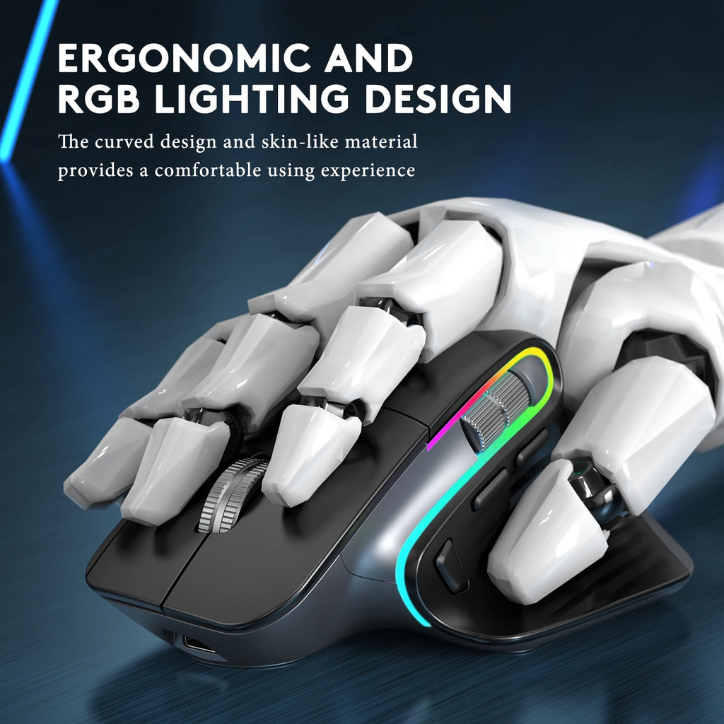 Wireless Gaming Mouse Ergonomic Bluetooth for Laptop Silence USB-C RGB Rechargeable 5 DPI 9 Multi Button for Computer PC Tablet