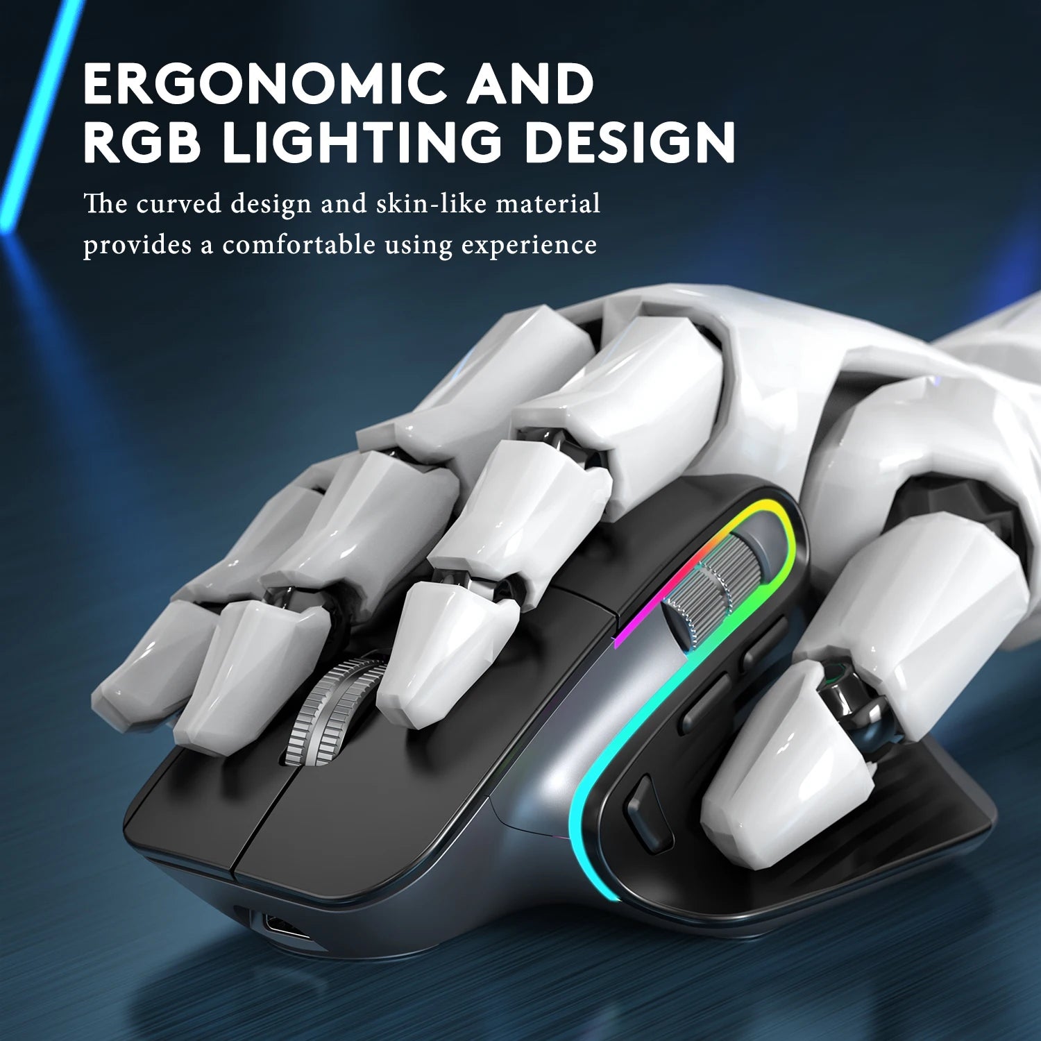Wireless Gaming Mouse Ergonomic Bluetooth for Laptop Silence USB-C RGB Rechargeable 5 DPI 9 Multi Button for Computer PC Tablet