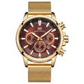 Three Sub-dials Six-hand Watch Waterproof Luminous Date Milane Montre De Luxe Homme Quartz Clock Mesh Strap Sports Watch MF0142G