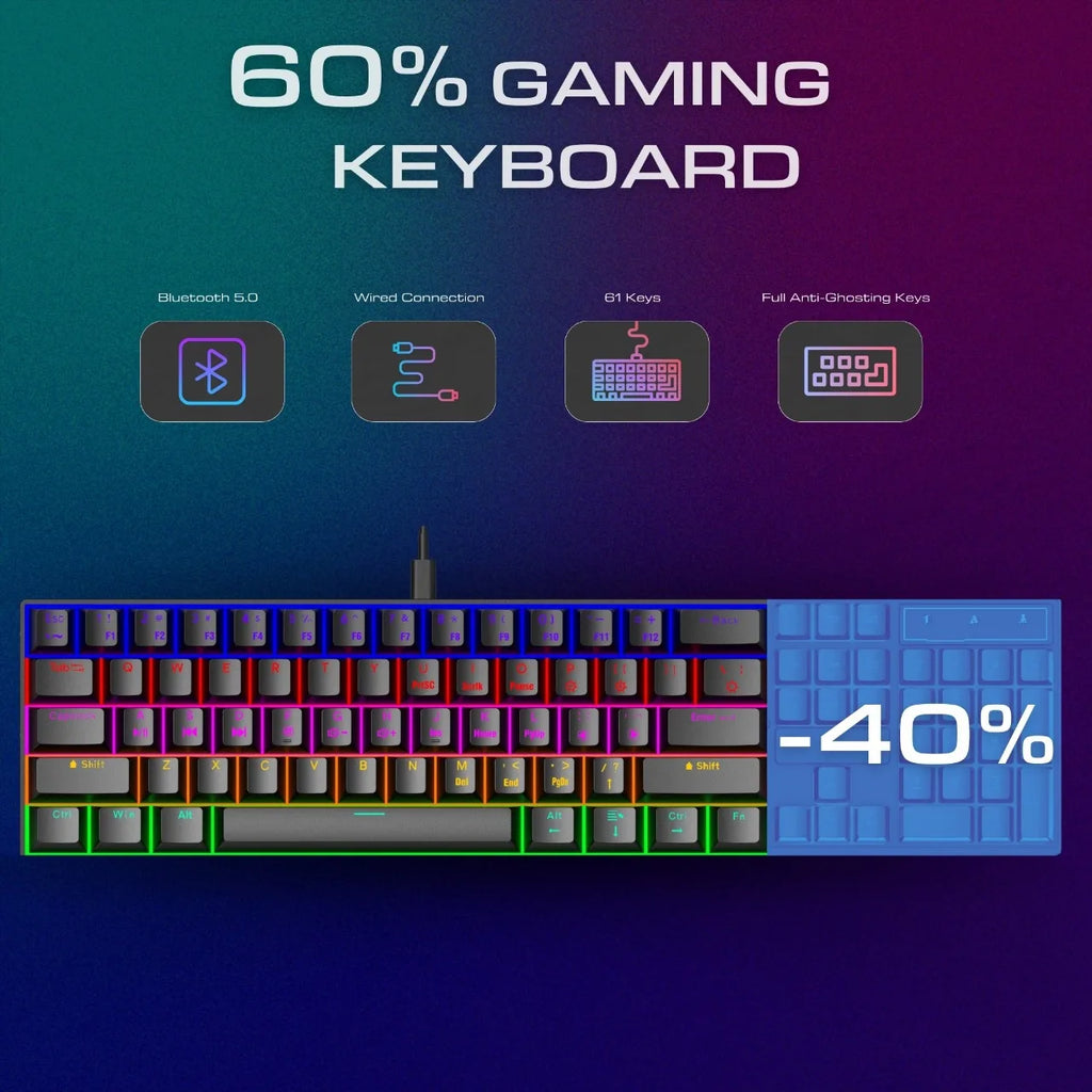 Bluetooth wireless mechanical keyboard 61 keys RGB gamer 60% 2.4G + wired gaming teclado para tablet clavier sans fil claviers