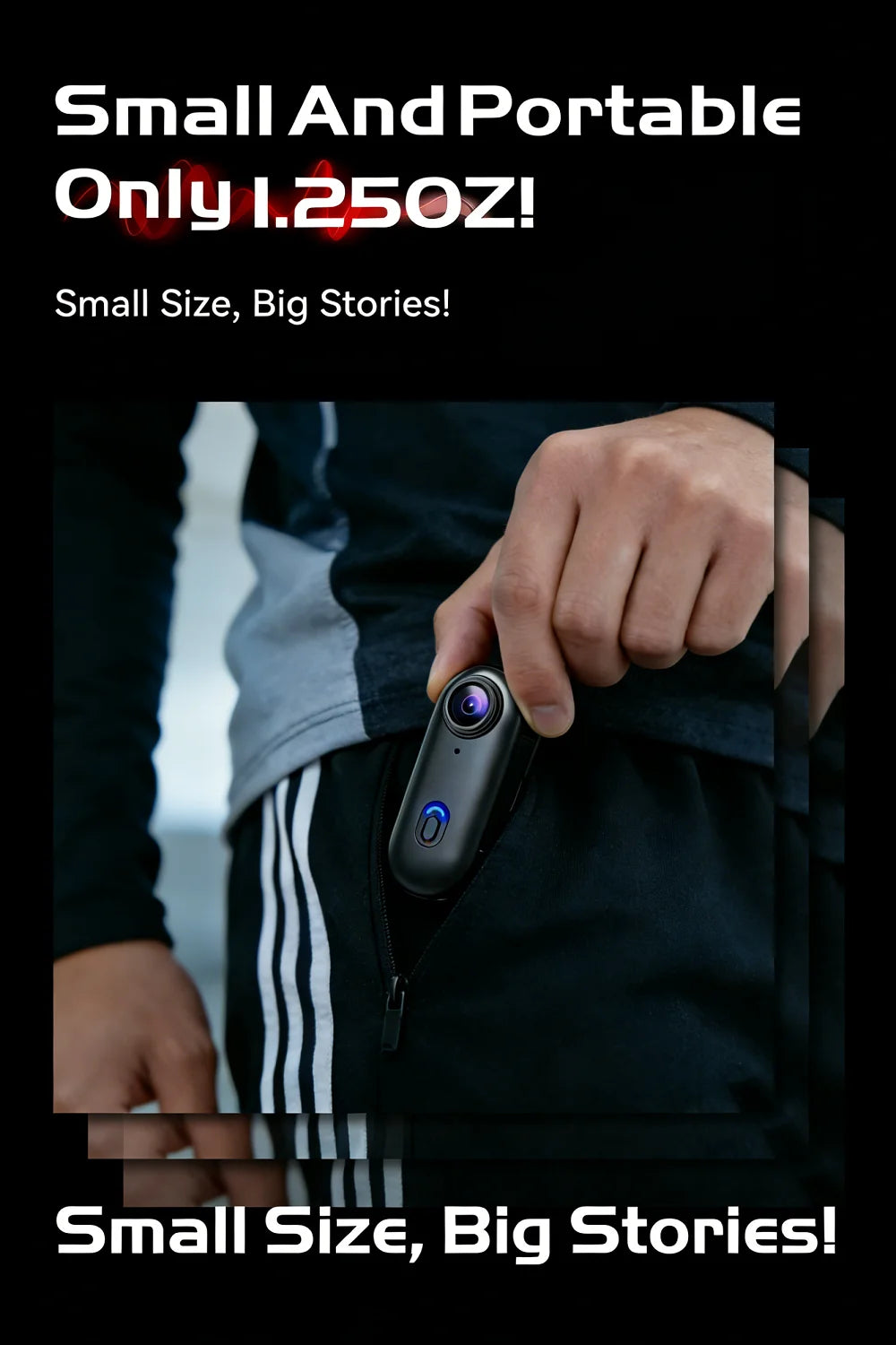 4K Action Camera Body Cam WiFi POV Thumb Cam Waterproof Wearable Sports Mini Snapcam Walking Fishing Vlogging Cycling Riding