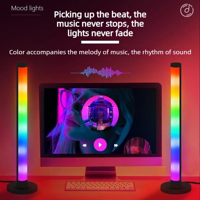 LED desktop colorful sound-picking light, gaming music rhythm light, RGB atmosphere light, voice-controlled music rhythm