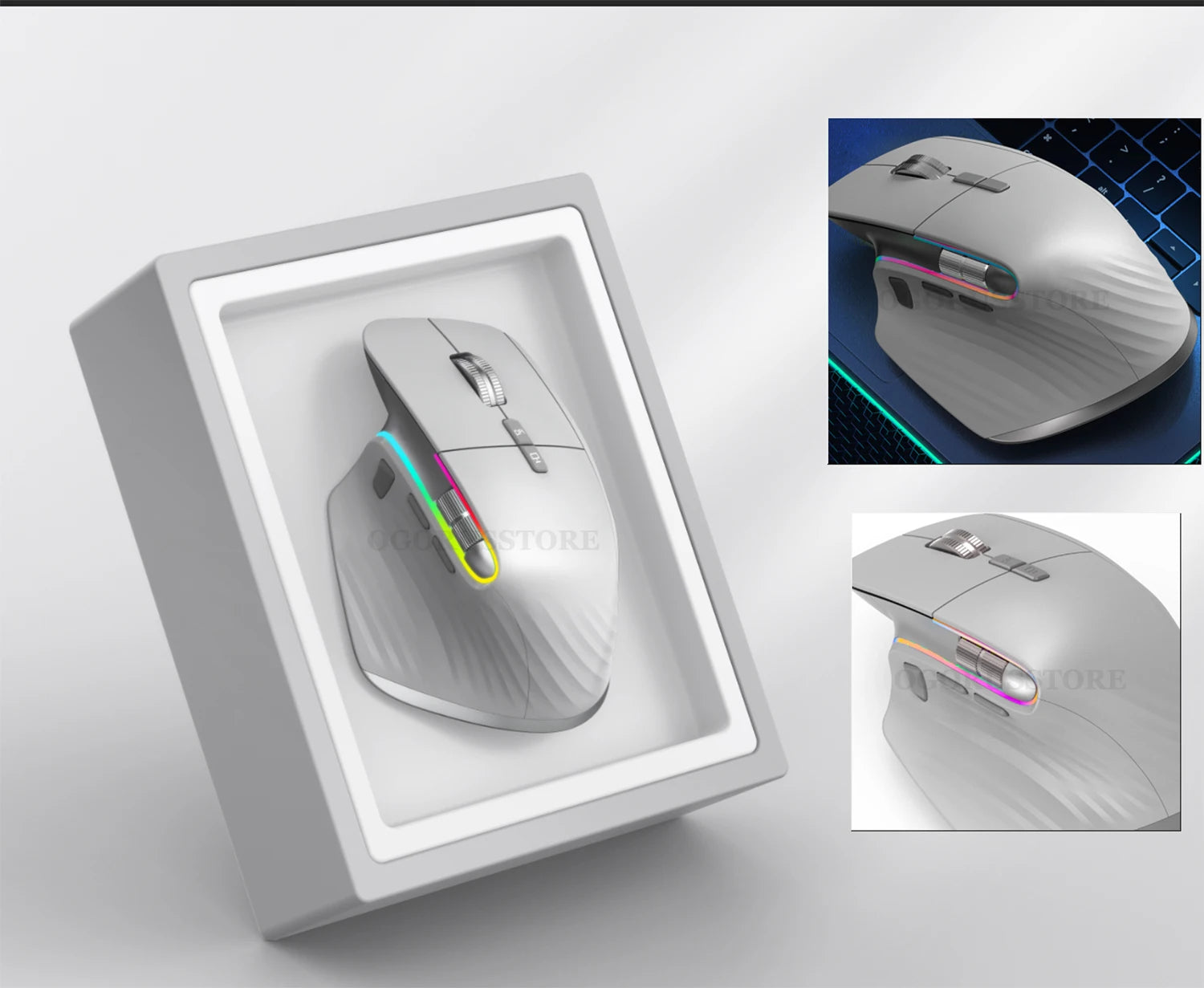Wireless Gaming Mouse Ergonomic Bluetooth for Laptop Silence USB-C RGB Rechargeable 5 DPI 9 Multi Button for Computer PC Tablet