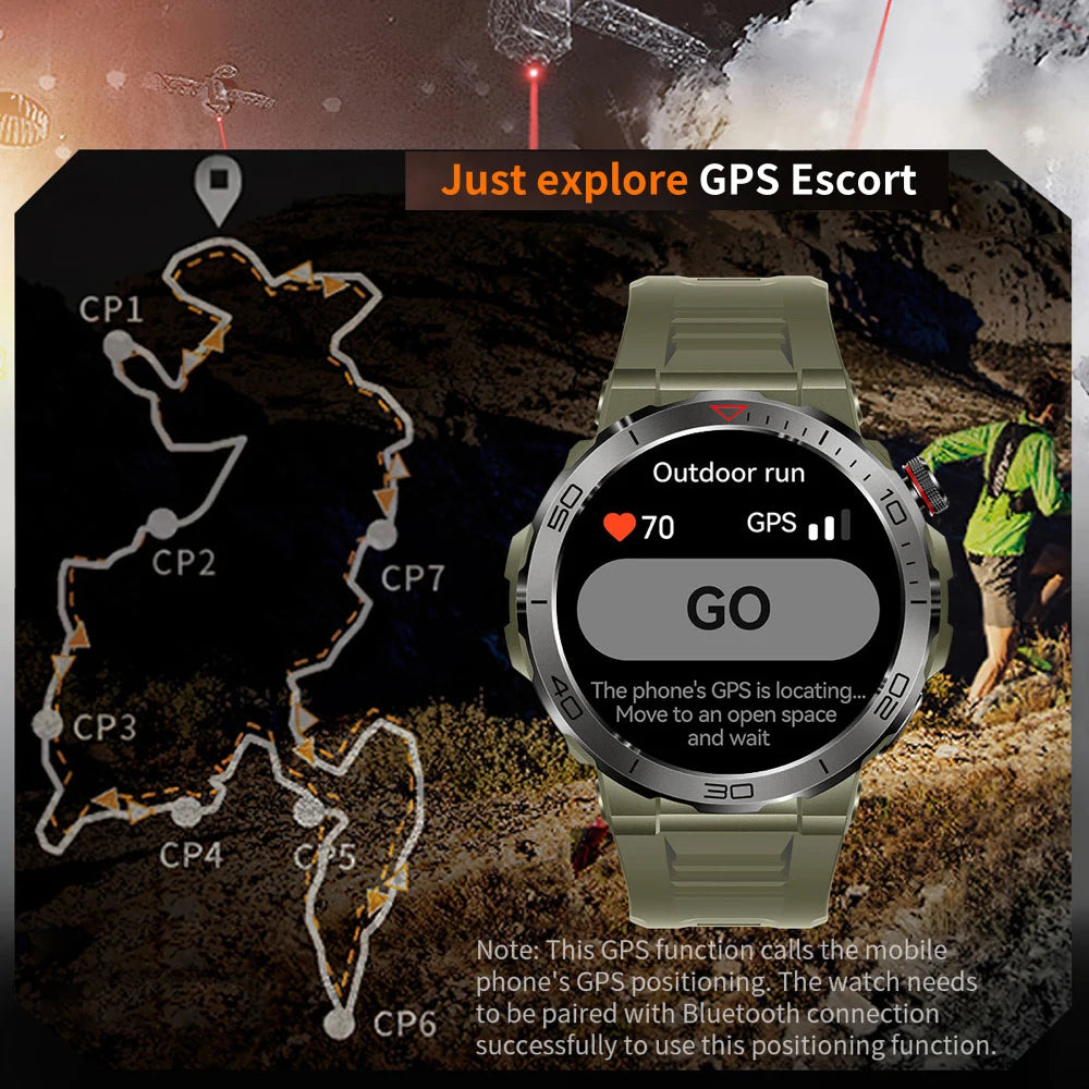 1.43" AMOLED Screen Smart Watch Men Outdoor Sports Compass Watches Blue Tooth Call Health Monitoring IP68 Waterproof Smartwatch