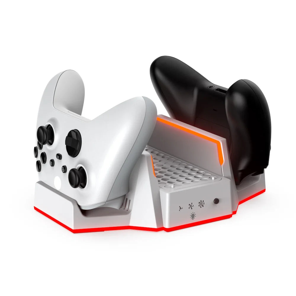 Multifunctional Charging Base for XBOX S with Cooling Fans+Dual Controller Charging,RGB Ambient Lighting.Console Cooling Stand