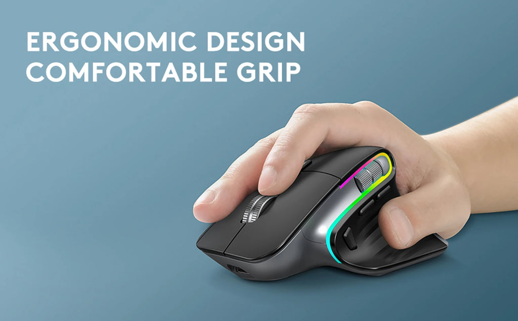 Wireless Gaming Mouse Ergonomic Bluetooth for Laptop Silence USB-C RGB Rechargeable 5 DPI 9 Multi Button for Computer PC Tablet