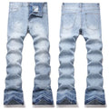 Denim Flare Pants Men Jeans Rhinestones Distressed Mid Waist Vintage Denims Male Washed Trousers Boot Cut 2026 Streetwear