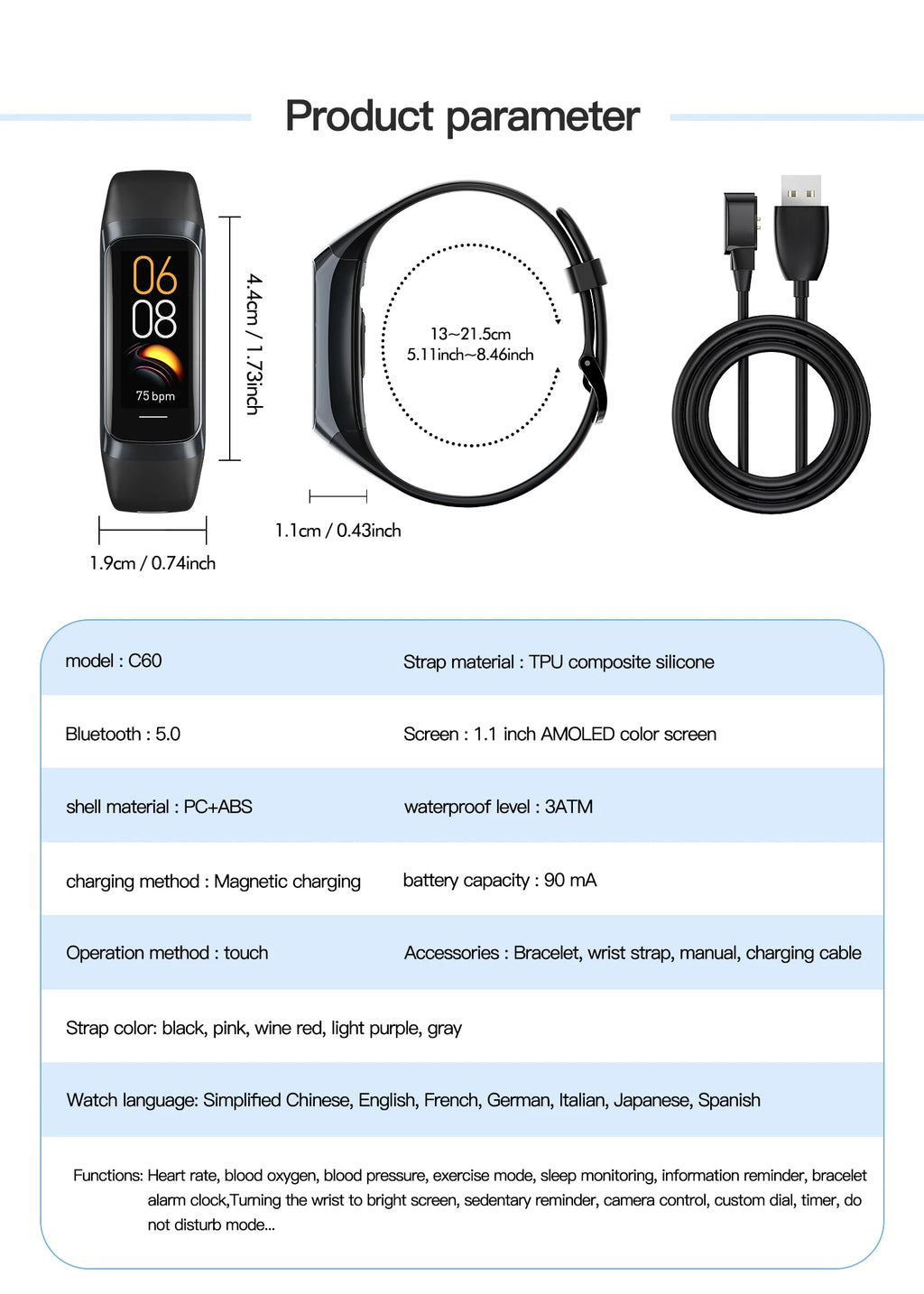AMOLED Smartwatch Body Temperature Monitor Fitness Clock Sports 3ATM Waterproof Men Smart Watch Band for Women IOS Android 2025