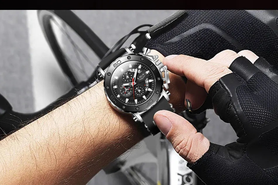 LIGE New Sport Chronograph Mens Watches Top Brand Luxury Full Steel Quartz Clock Waterproof Big Dial Watch Men Montre Homme+Box