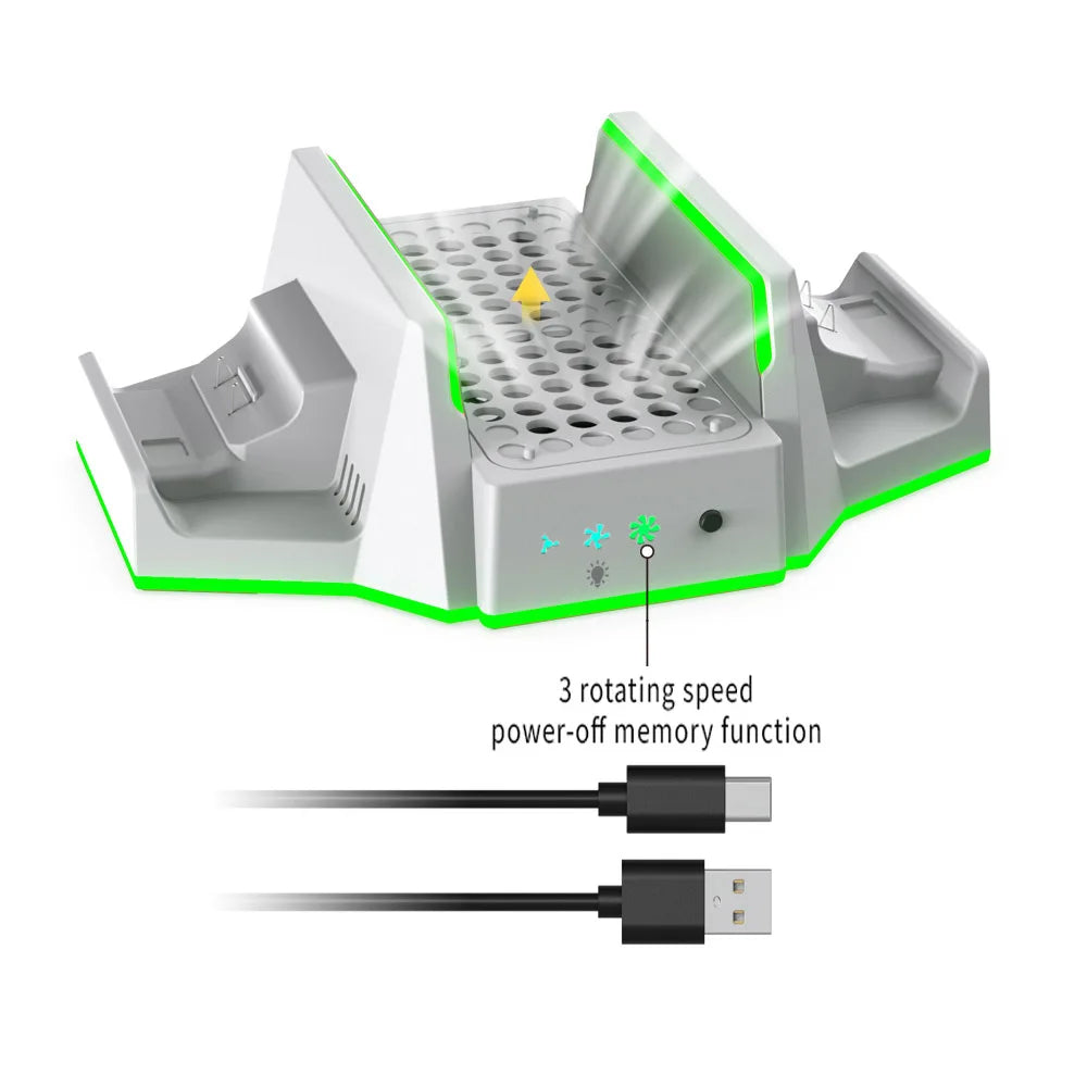Multifunctional Charging Base for XBOX S with Cooling Fans+Dual Controller Charging,RGB Ambient Lighting.Console Cooling Stand