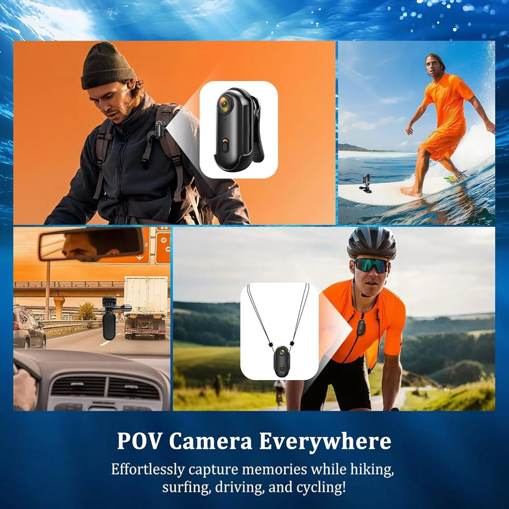 4K Action Camera Body Cam WiFi POV Thumb Cam Waterproof Wearable Sports Mini Snapcam Walking Fishing Vlogging Cycling Riding