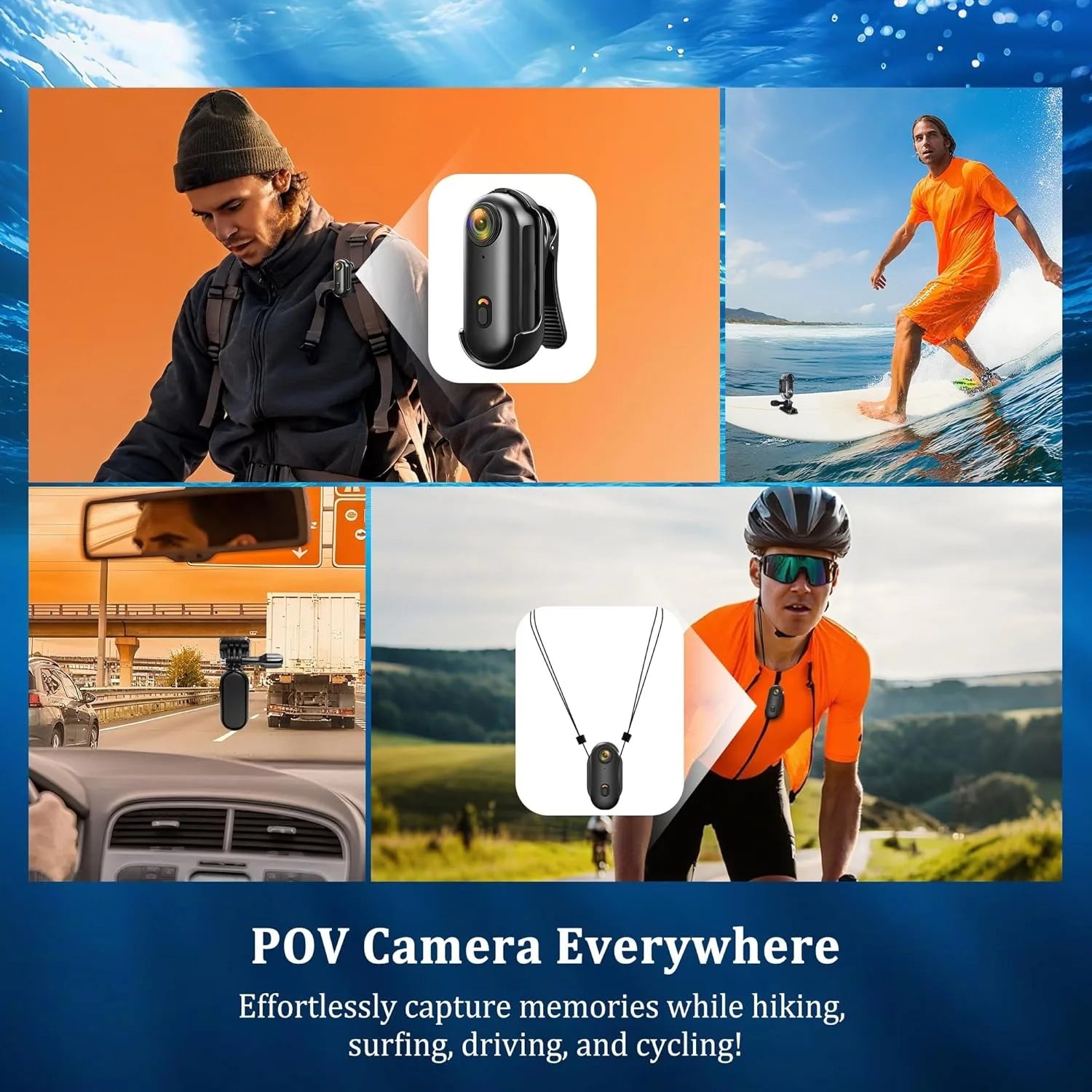 4K Action Camera Body Cam WiFi POV Thumb Cam Waterproof Wearable Sports Mini Snapcam Walking Fishing Vlogging Cycling Riding