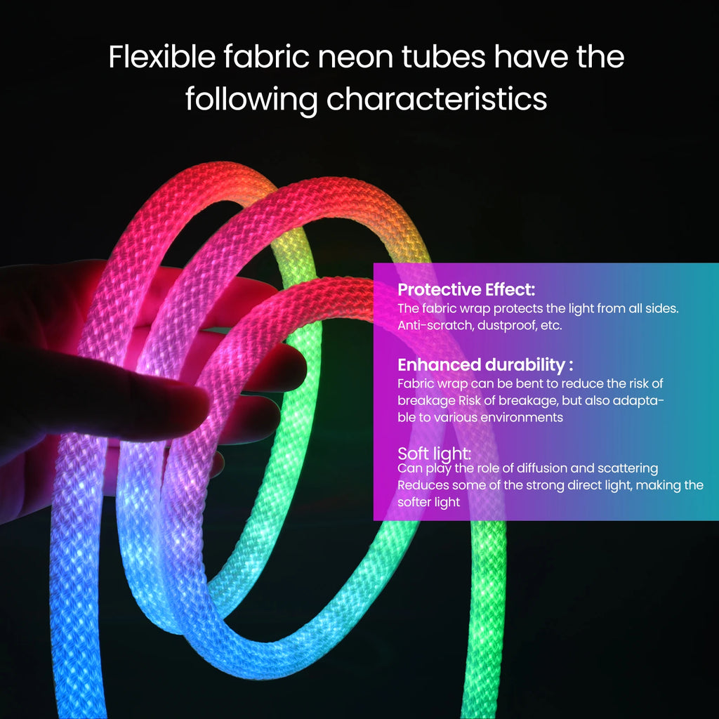 Flexible Neon Light Strip 5V WS2812B Round Reticulate Pattern 50Leds/m 360 Degree RGBIC LED Strip Silicone Tube IP67 Waterproof
