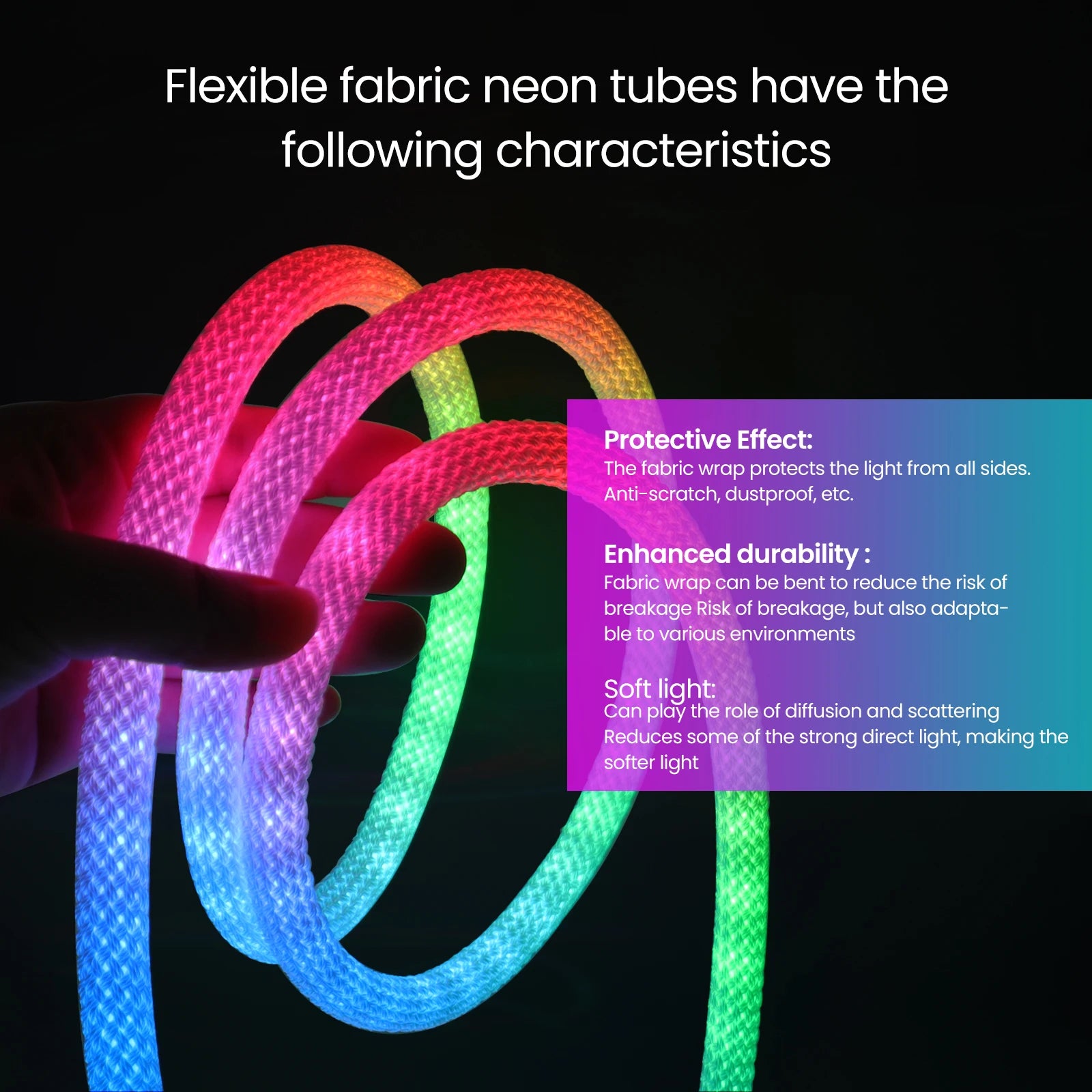 Flexible Neon Light Strip 5V WS2812B Round Reticulate Pattern 50Leds/m 360 Degree RGBIC LED Strip Silicone Tube IP67 Waterproof