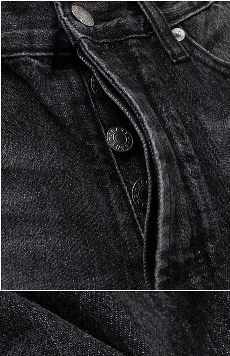 2025 American Retro Y2K Streetwear Washed Black Slim Flared Jeans Pants For Men Clothing Luxury Cotton Long Trousers Ropa Hombre